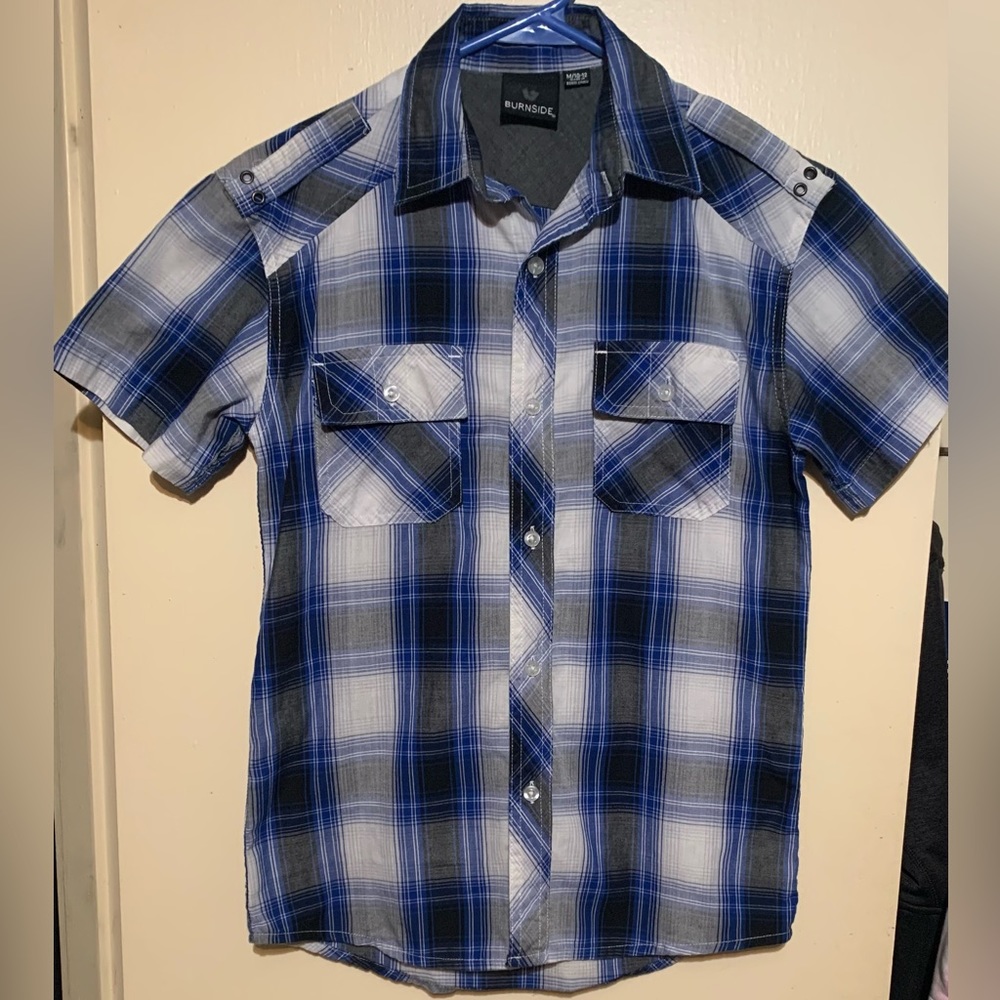 Boys Burnside Blue Button Down Shirt Size: M/10-12